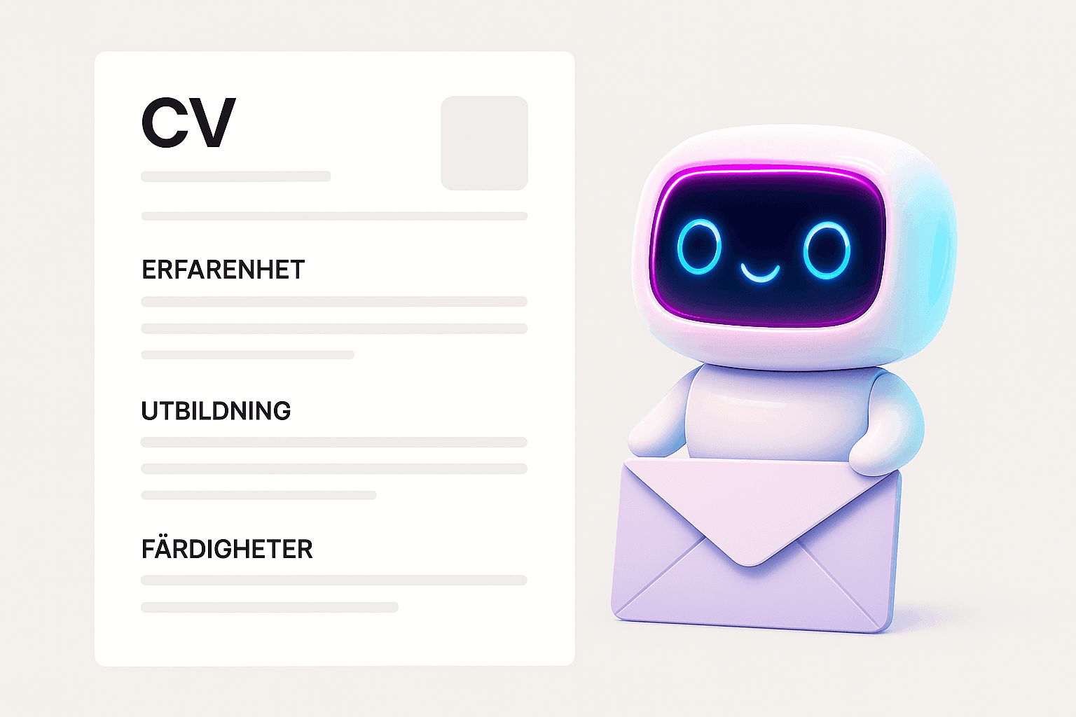 Visuell representation av de olika sektionerna i ett CV: Kontaktuppgifter, Profil, Arbetslivserfarenhet, Utbildning, Färdigheter.