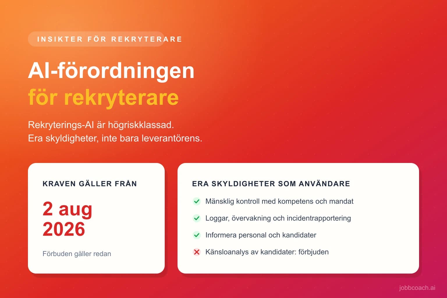 AI-förordningens krav på rekryterings-AI från 2 augusti 2026