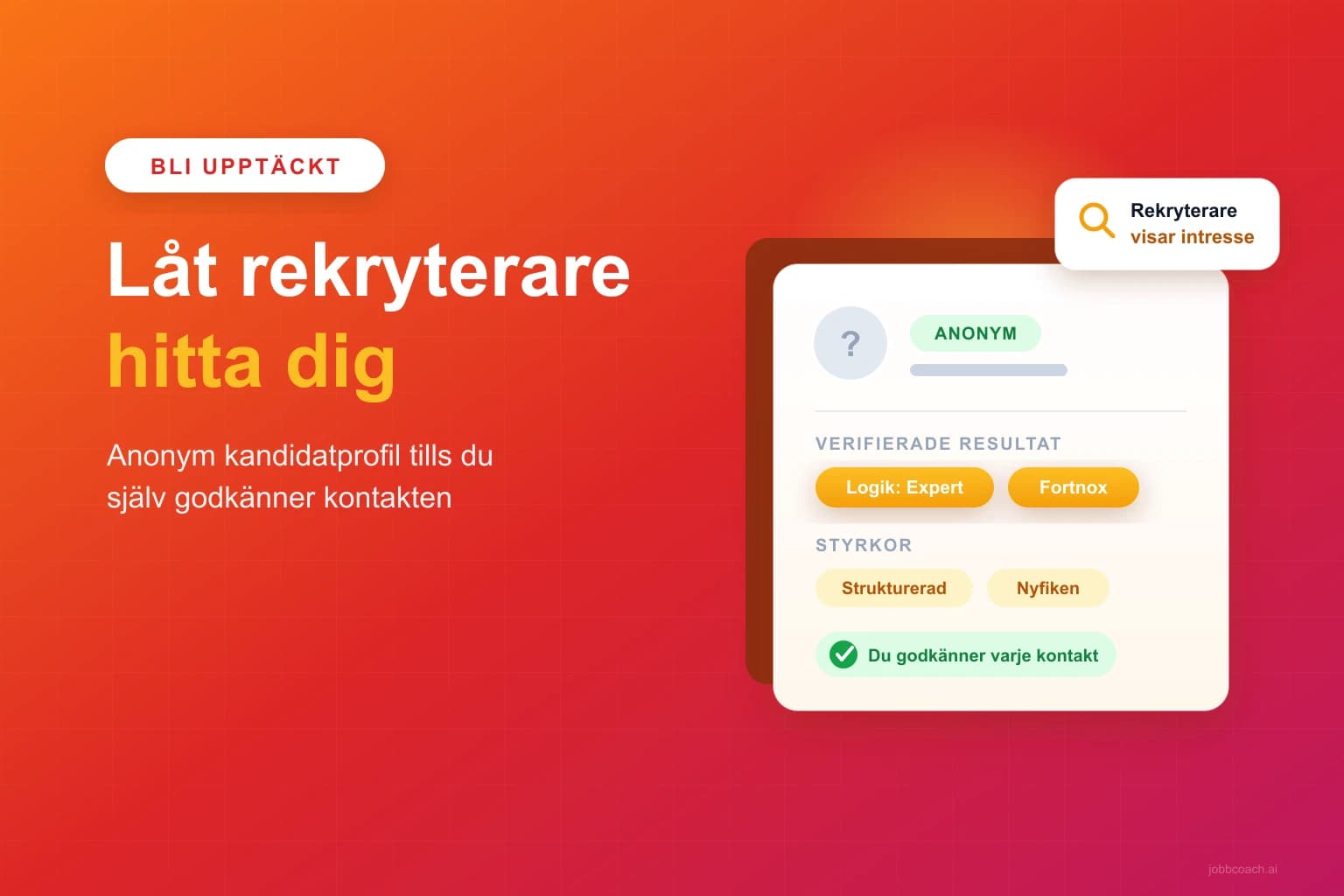 En anonym kandidatprofil hittas av en rekryterare som visar intresse