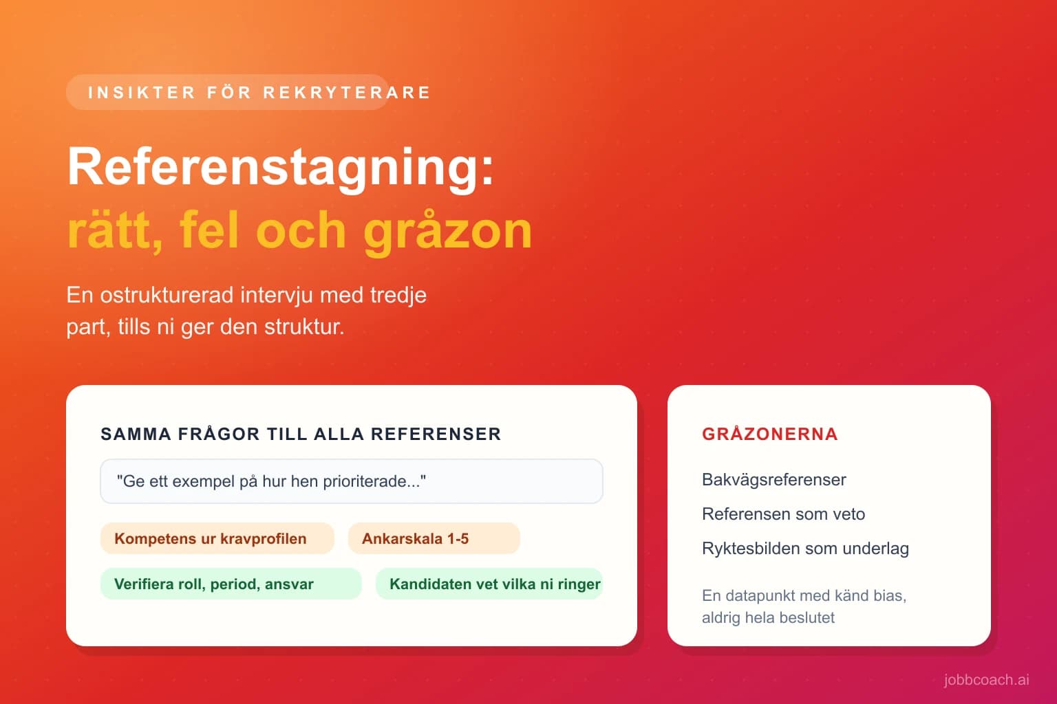 Strukturerad referenstagning med samma frågor till alla referenser