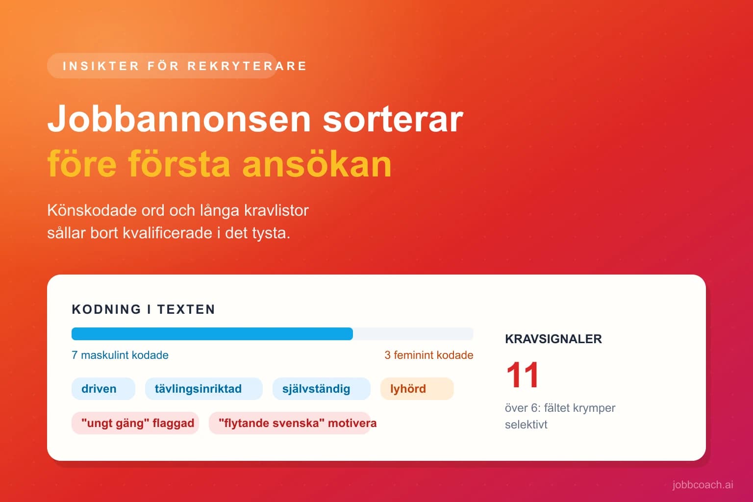 Jobbannons där ordvalen väger mellan att bredda och krympa kandidatfältet